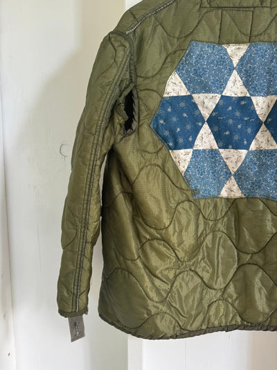 Indigo Quilt Patch - Vintage Quilted Liner - Diamonds & Rust