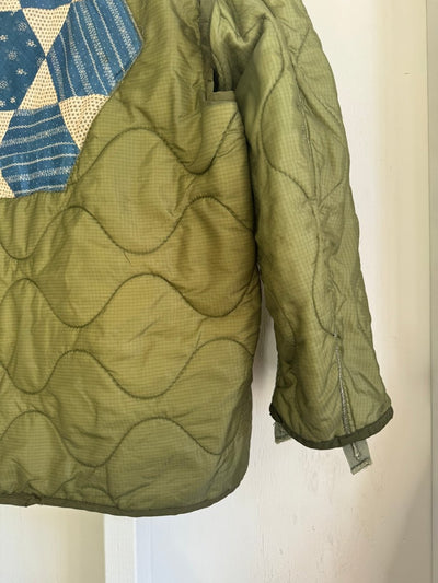 Indigo Quilt Patch - Vintage Quilted Liner - Diamonds & Rust