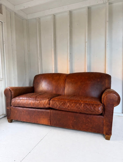 Leather Sofa - Two Seater - Diamonds & Rust