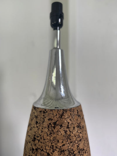 Mid - Century Modern Cork + Chrome Table Lamp - Diamonds & Rust