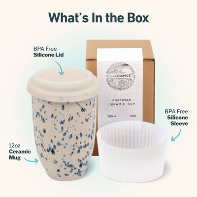 Orchid Ceramic Travel Mug – 12oz with Lid & Sleeve - Diamonds & Rust