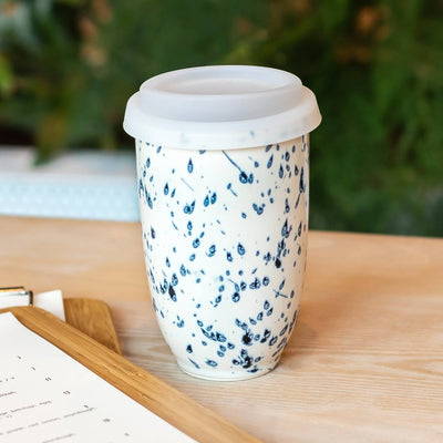 Orchid Ceramic Travel Mug – 12oz with Lid & Sleeve - Diamonds & Rust