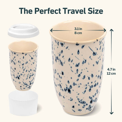 Orchid Ceramic Travel Mug – 12oz with Lid & Sleeve - Diamonds & Rust
