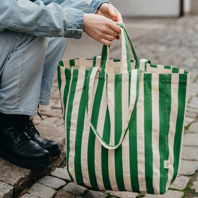 Organic Striped Tote: Blue - Diamonds & Rust