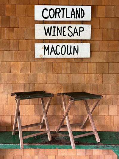 Pair of Vintage Camp Stools - Diamonds & Rust