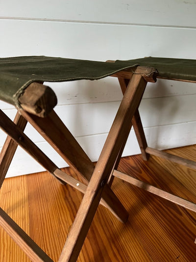 Pair of Vintage Camp Stools - Diamonds & Rust