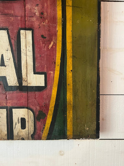 Salvaged Hand Painted Gold Metal Flour Sign - Diamonds & Rust