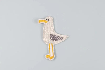 Seagull Embroidered Iron - On Patch Coastal Bird Design Beach - Diamonds & Rust