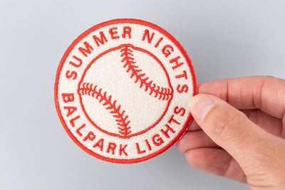 Summer Nights Ballpark Lights Embroidered Iron-On Patch Ball - Diamonds & Rust