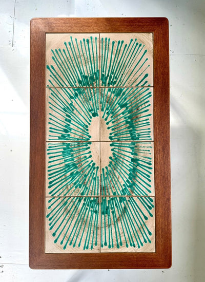 Vintage 1960s Mid - Century Modern Danish Tile Coffee Table - Diamonds & Rust