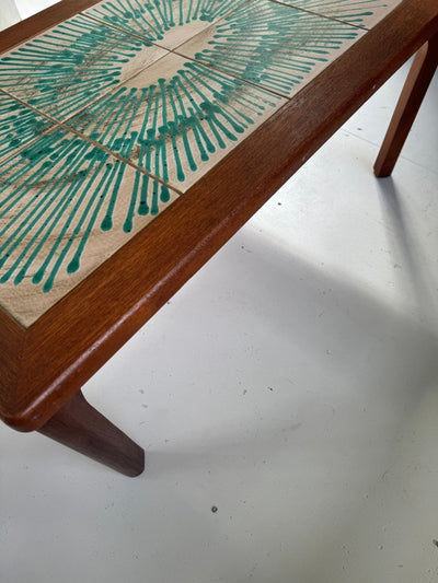 Vintage 1960s Mid - Century Modern Danish Tile Coffee Table - Diamonds & Rust