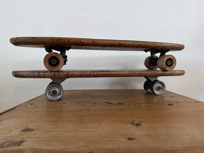 Vintage 1960s Roller Derby Wood Skateboard - Dark Wood - Diamonds & Rust