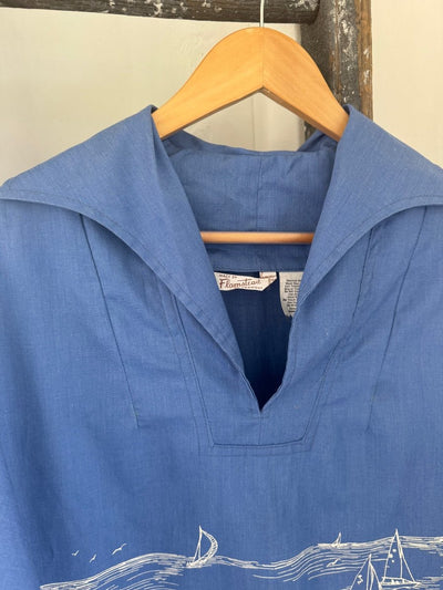 Vintage 70s Sailboat Poncho - Diamonds & Rust