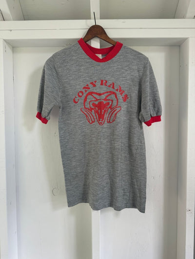 Vintage 80s Cony Rams Ringer Tee Shirt - Diamonds & Rust