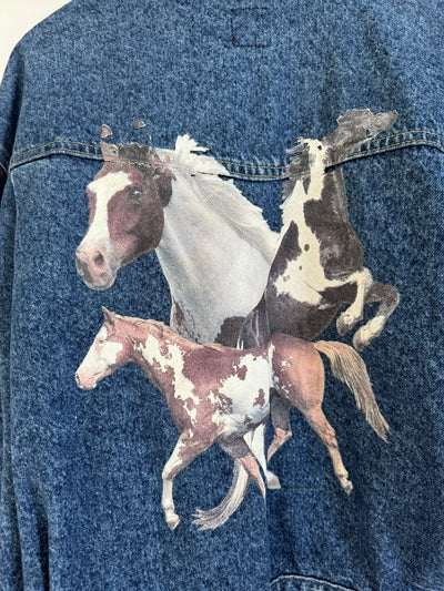 Vintage 80's Lee Denim Jacket - Horses - Diamonds & Rust