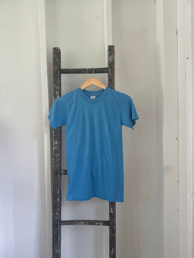 Vintage 80s Stedman Tee Shirt - Baby Blue - Diamonds & Rust