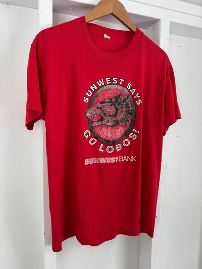 Vintage 80s Sunwest Says GO LOBOS! Tee - Diamonds & Rust
