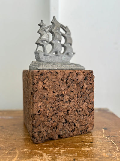 Vintage Aluminum Clipper Ship Book End - Diamonds & Rust