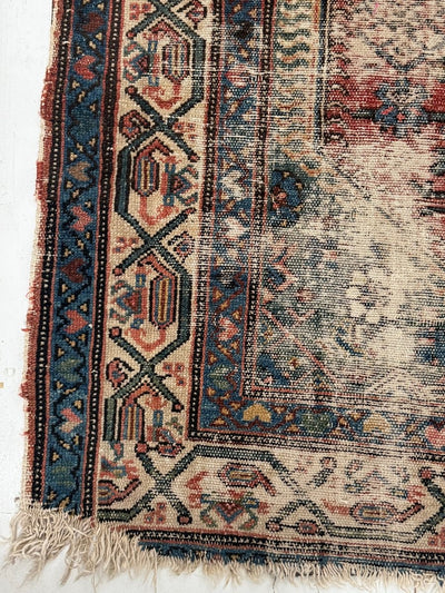 Vintage Area Rug - Blue - Diamonds & Rust
