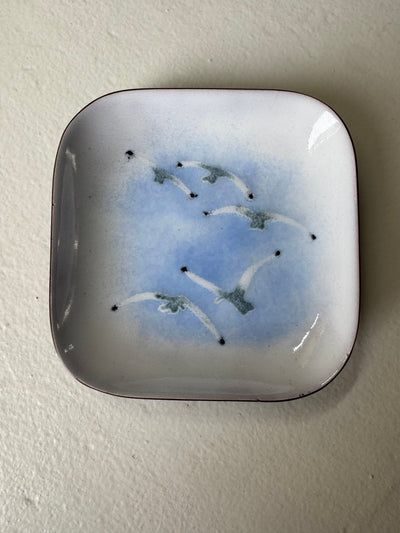 Vintage Bovano Enamel Seagulls Plate - Diamonds & Rust