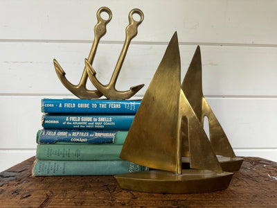 Vintage Brass Anchor Books Ends - Pair - Diamonds & Rust
