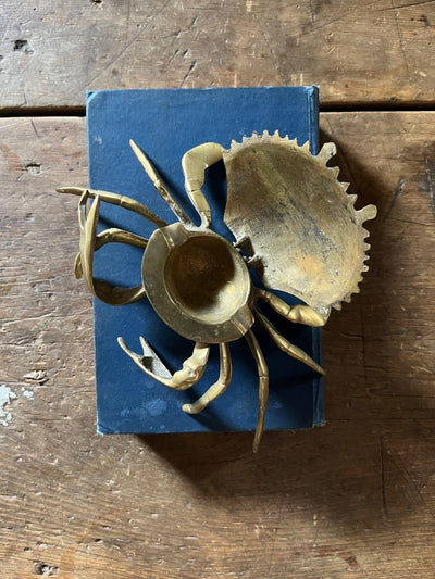 Vintage Brass Crab Ashtray - Diamonds & Rust