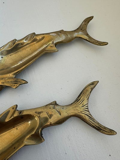 Vintage Brass Swordfish Tray - Diamonds & Rust