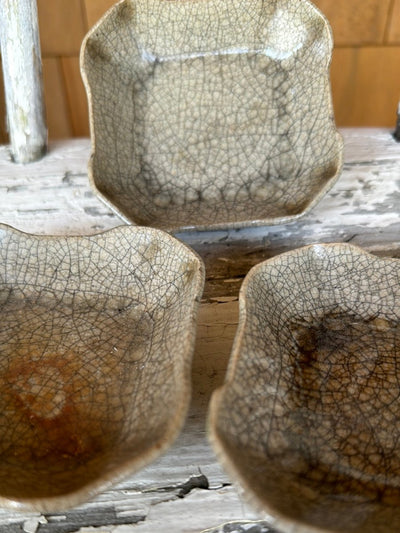 Vintage Ceramic Dish Set of Three - Stone - Diamonds & Rust
