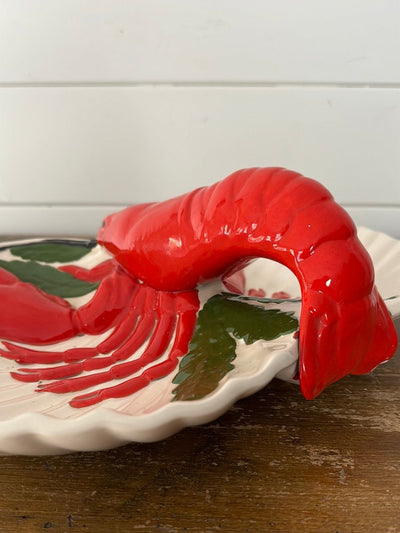 Vintage Ceramic Lobster Divided Dish - Diamonds & Rust