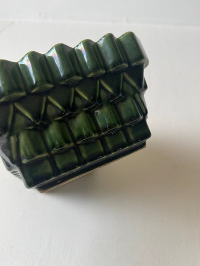 Vintage Ceramic Planter - Diamonds & Rust