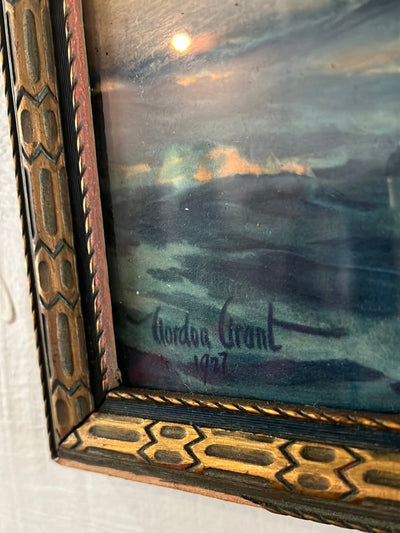 Vintage Clipper Ship Lithograph - Diamonds & Rust
