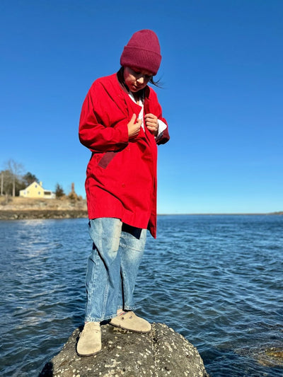 Vintage Color - Block Midi Coat - Diamonds & Rust