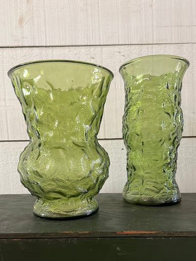 Vintage Crinkle Glass Vase - Diamonds & Rust
