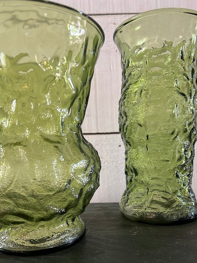 Vintage Crinkle Glass Vase - Diamonds & Rust