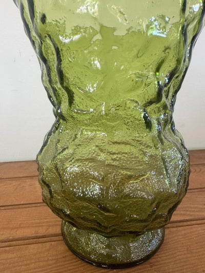 Vintage Crinkle Glass Vase - wide - Diamonds & Rust