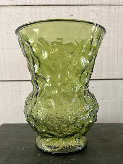 Vintage Crinkle Glass Vase - wide - Diamonds & Rust