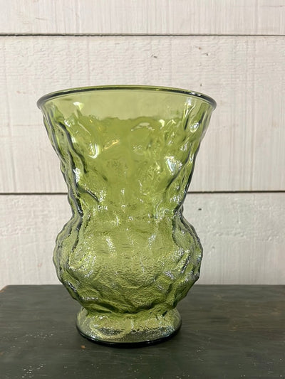Vintage Crinkle Glass Vase - wide - Diamonds & Rust