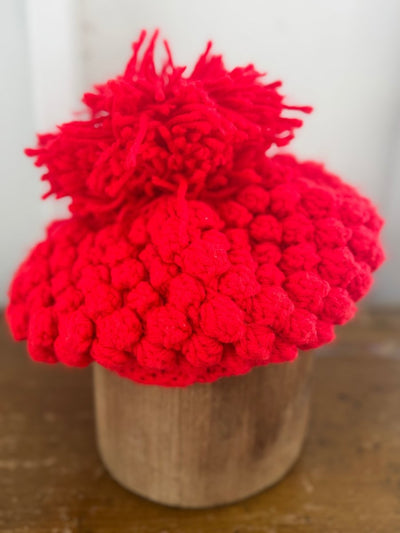 Vintage Crochet Pom Pom Baret - Diamonds & Rust