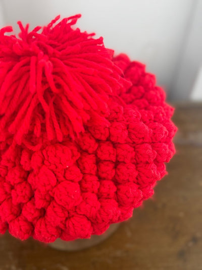 Vintage Crochet Pom Pom Baret - Diamonds & Rust