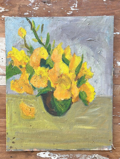 Vintage Daffodil Arrangement Painting - Diamonds & Rust