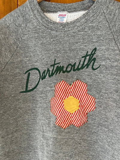 Vintage Dartmouth Heather Grey Raglan - Quilt Patch - Diamonds & Rust
