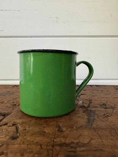 Vintage Enamel Mug 10oz Green - Diamonds & Rust