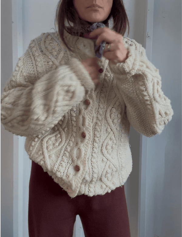 トップス SEA VINTAGE concho hand knit cardigan Vintage Fisherman's Cardigan Sweater - Diamonds & Rust