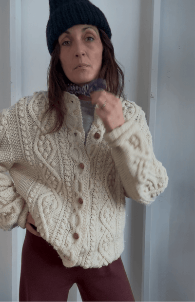 Vintage Fisherman's Cardigan Sweater - Diamonds & Rust