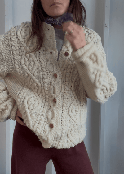 Vintage Fisherman's Cardigan Sweater - Diamonds & Rust
