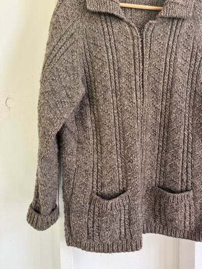 Vintage Fisherman's Zip Up Sweater - Grey - Diamonds & Rust