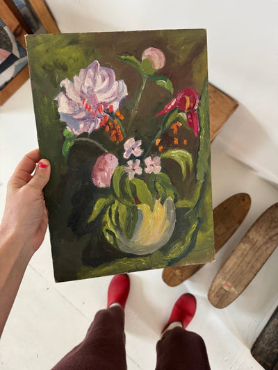 Vintage Flowers + Vase Painting - Diamonds & Rust