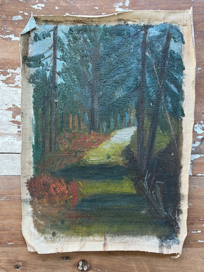 Vintage Forrest Trail Canvas Painting - Diamonds & Rust