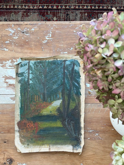 Vintage Forrest Trail Canvas Painting - Diamonds & Rust