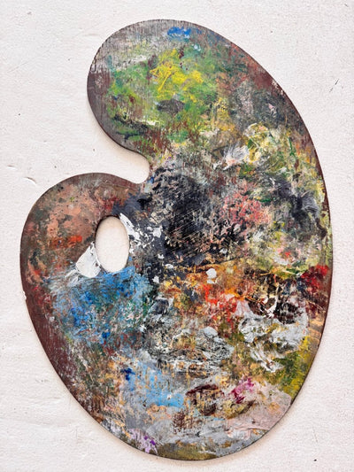 Vintage French Artist Palette - Diamonds & Rust